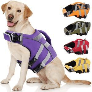 NEW Open Box Kuoser 2XL Dog Purple Life Jacket with Reflective Stripes, Adj